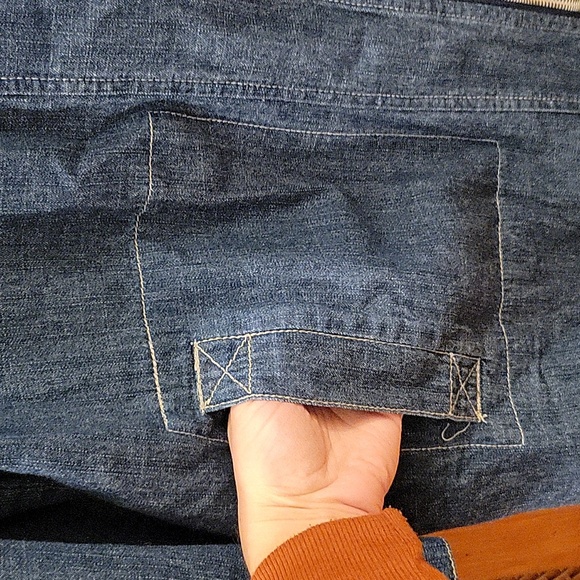 AMI | Women's Denim Jean Zip Up Tunic Jacket Roll Tab Sleeves Cotton - Size 1X - Picture 4 of 10